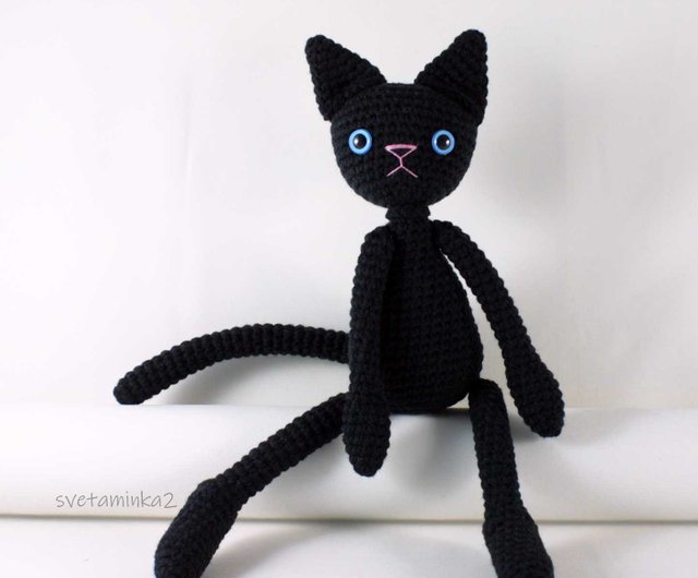 デジタル】かぎ針編みの猫のパターンあみぐるみの猫のパターン黒