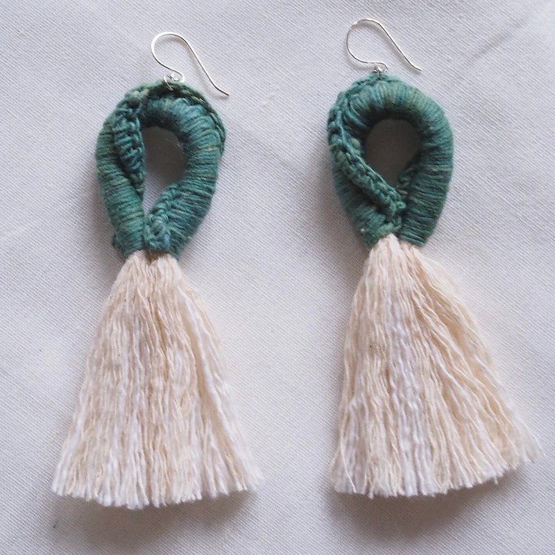 Tassel earrings - Earrings & Clip-ons - Cotton & Hemp White