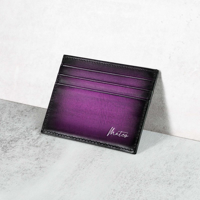 Senz'altro カスタム刻印 手染め レザーカードケース - 名刺入れ・カードケース - 革 パープル