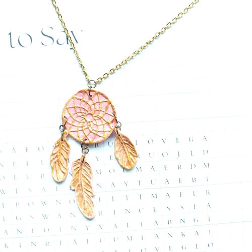 clay-to-say Dream Comes True - Dream catcher polymer clay necklace