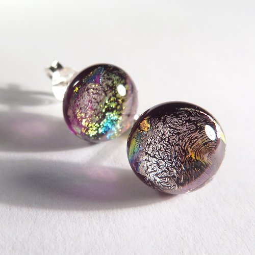 LU'S 窯燒珠寶琉璃 / 紫晶 (耳針)