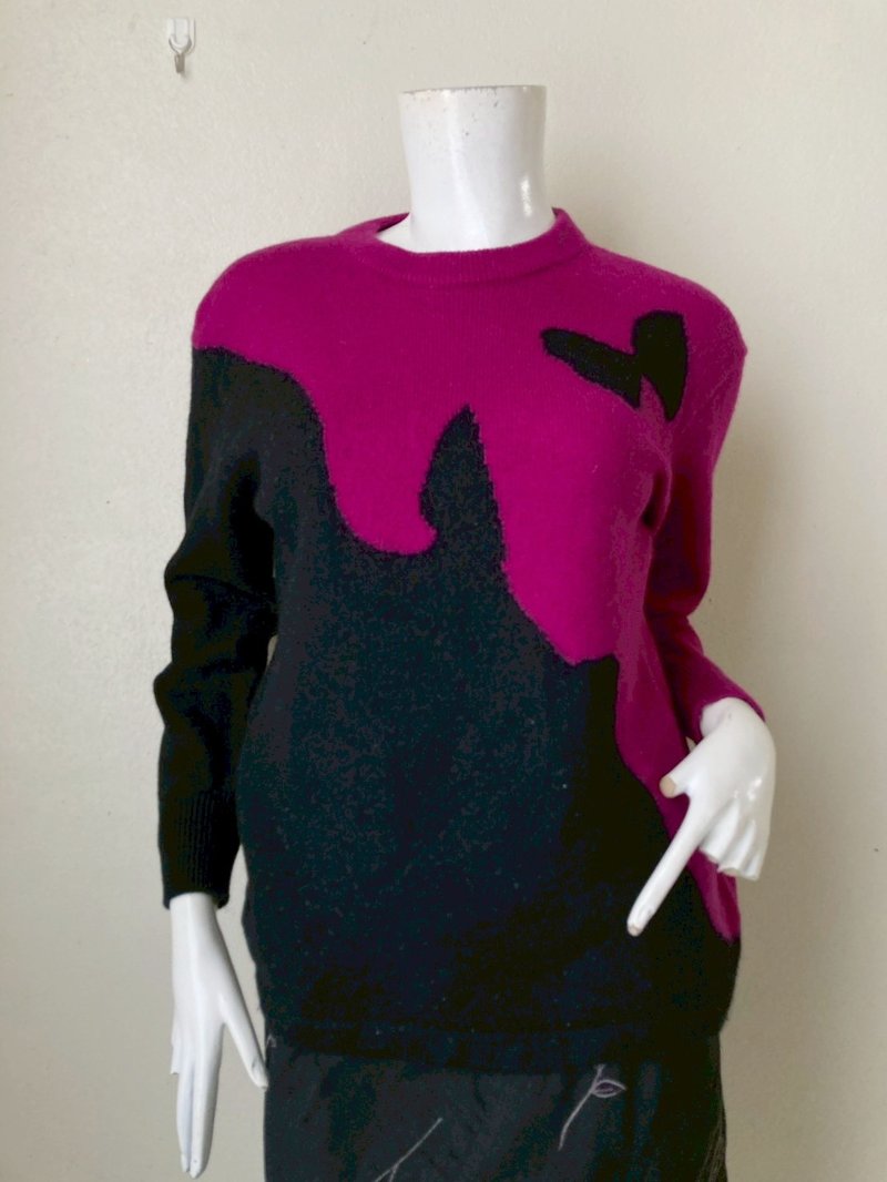 Vintage Hanae Mori Butterfly Knit Sweater Jacket - Wool Sweater Size M - 女裝外套/大衣 - 棉．麻 