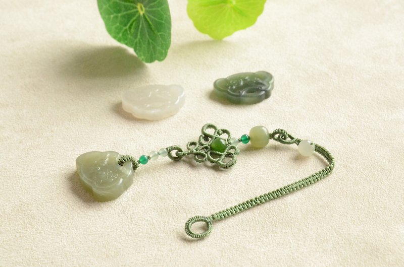 [Ji Cui] Wealth and wealth, Hetian jade and jasper classical pendant, press lapel accessories - Charms - Jade 