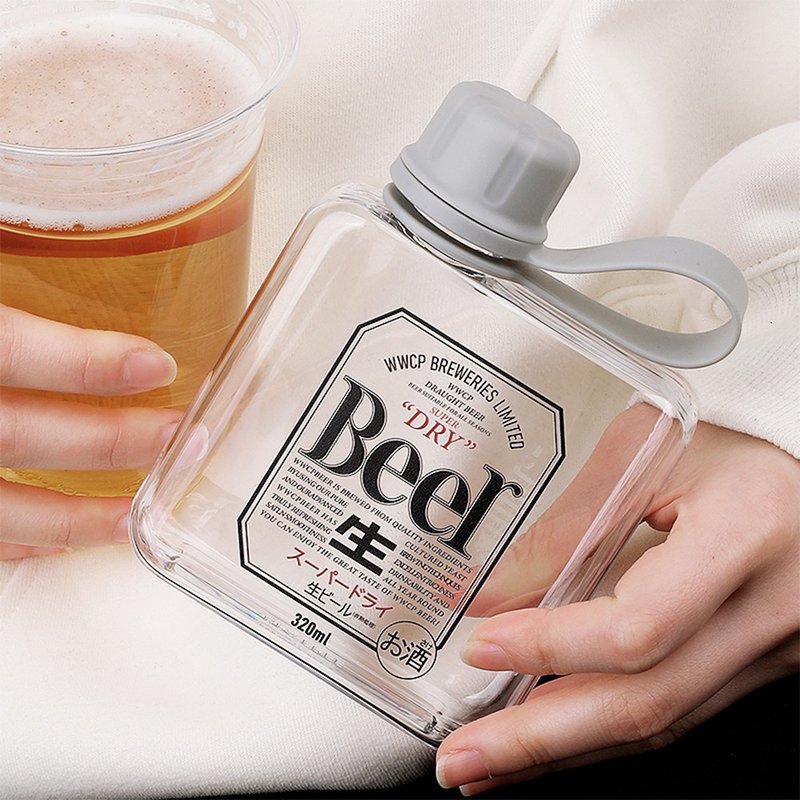 日式啤酒  隨行杯320ml 方形透明扁平水杯 - 水壺/水瓶 - 其他材質 