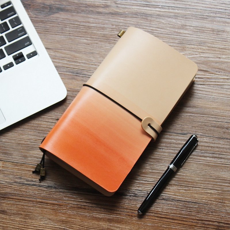 Orange Orange Standard This is sent to the teacher to send students a leather travel account notebook customization - Notebooks & Journals - Genuine Leather Orange