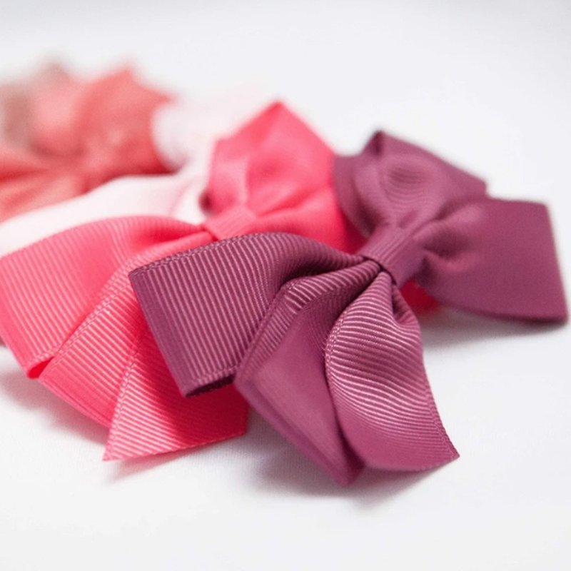 英國Ribbies 經典中蝴蝶結3入組-玫瑰粉系列 - 髮飾 - 聚酯纖維 