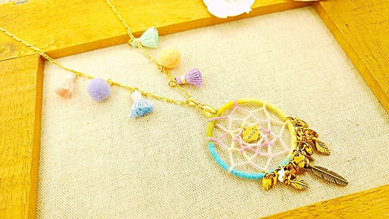 § HUKUROU§ fringed dream net necklace - Necklaces - Cotton & Hemp Multicolor