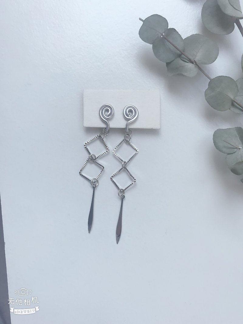 Painless aluminum wire ear clip - simple geometry - Earrings & Clip-ons - Other Metals Silver