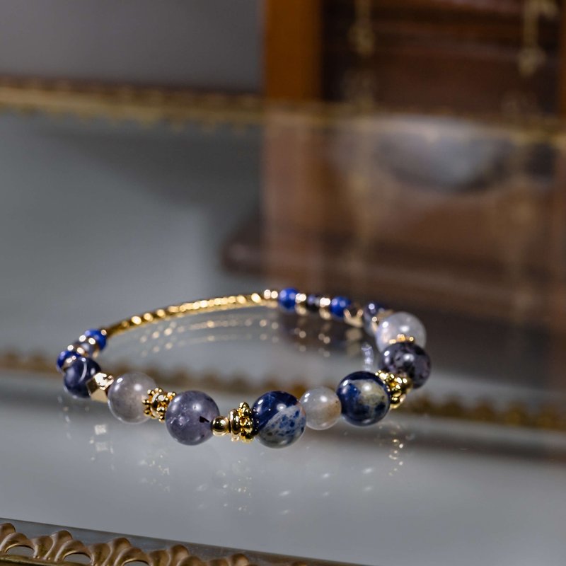 Deep Sea Appointment/ Stone Labradorite Lapis Lazuli Natural Stone Bracelet Crystal Bracelet - สร้อยข้อมือ - เครื่องประดับพลอย สีน้ำเงิน