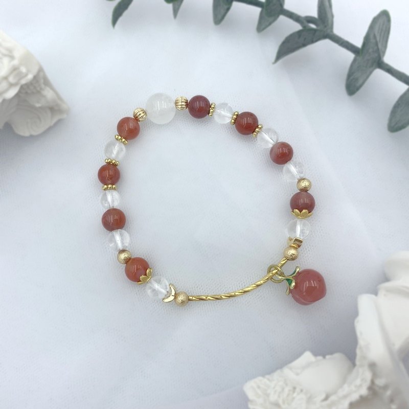 蜜果 / 藍針水晶 南紅瑪瑙 白水晶 水晶手鍊 - 手鍊/手環 - 其他材質 紅色