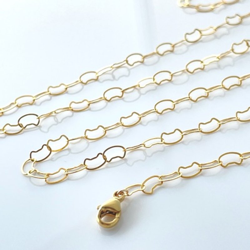 cat chain necklace　14kgf　long necklace - สร้อยคอยาว - โลหะ สีทอง