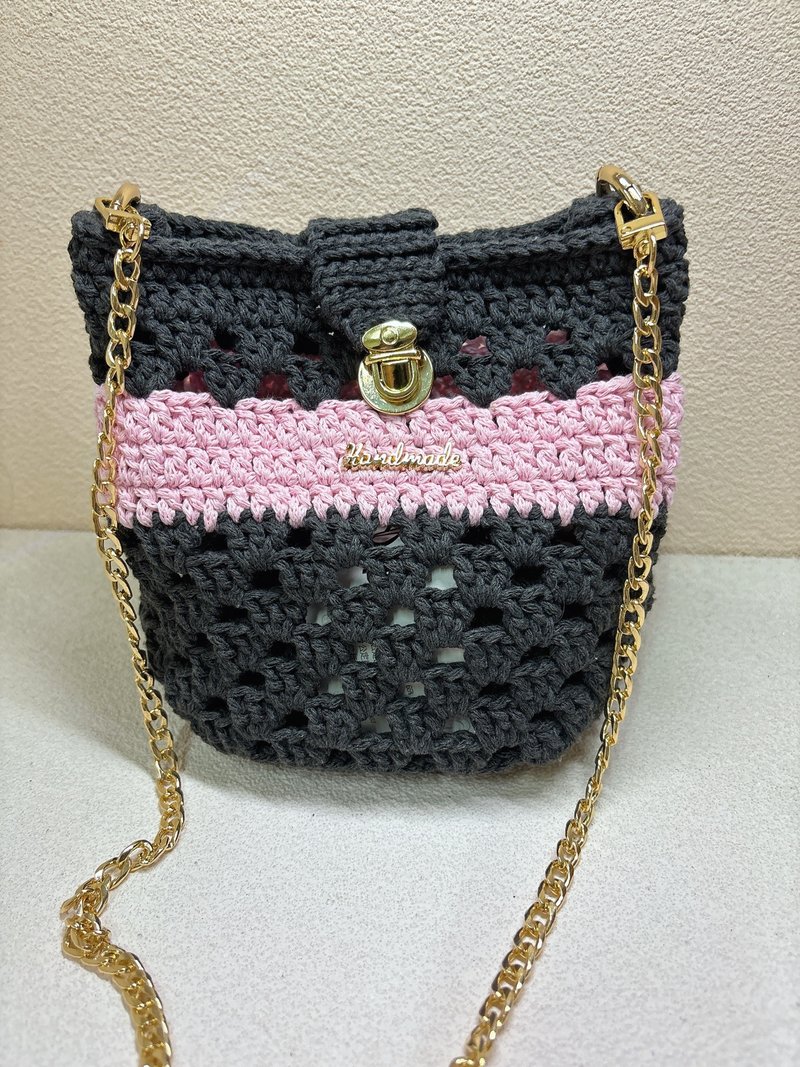 Chain bag/small sachet/hand-woven/small square bag/shoulder bag - กระเป๋าแมสเซนเจอร์ - ผ้าฝ้าย/ผ้าลินิน 