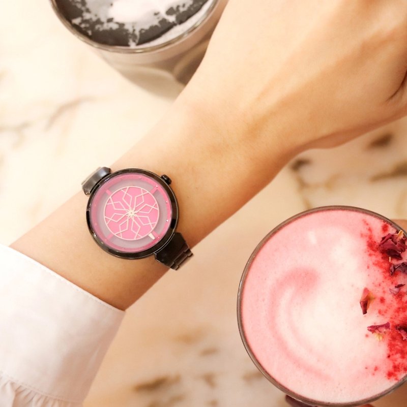 RELAX TIME年度錶款 綻放系列 黑X桃紅 (RT-63-7) - 女裝錶 - 不鏽鋼 黑色