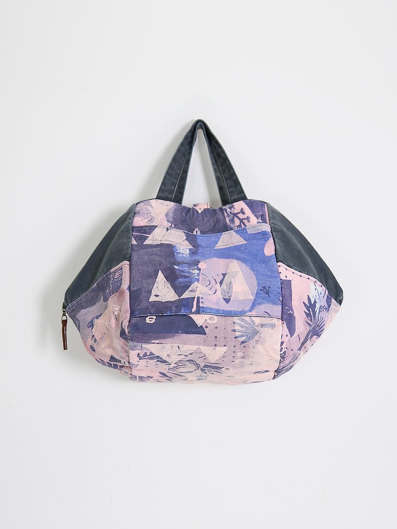 Portable backpack purple - กระเป๋าถือ - ผ้าฝ้าย/ผ้าลินิน สีม่วง