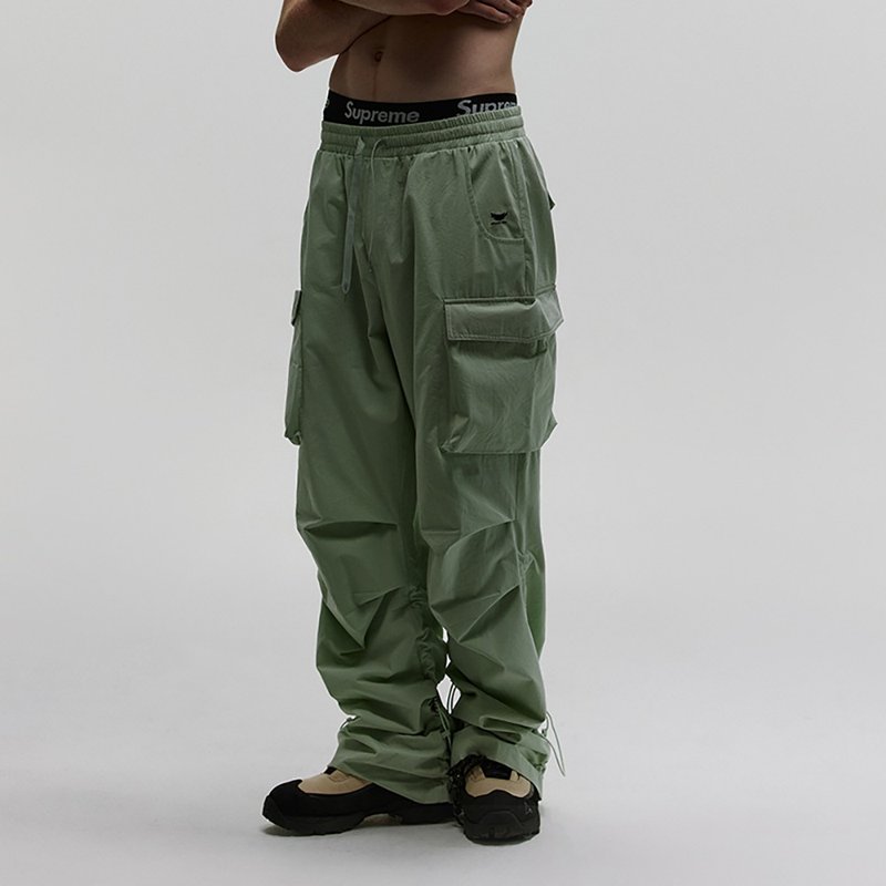 MOKACME 23FW 秋冬clean fit傘兵褲多袋工裝褲 - 男長褲/休閒褲 - 棉．麻 綠色