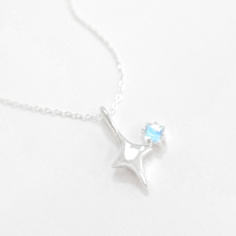 / Star Dust / Moonstone Polaris Shooting Star 925 Sterling Silver Necklace - Necklaces - Sterling Silver Silver