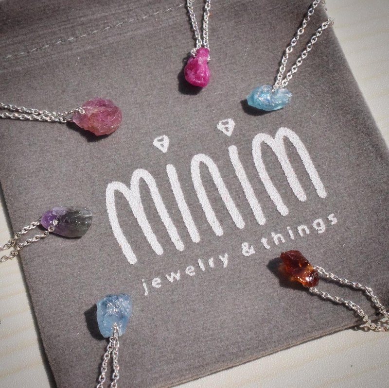 Raw gemstone pendant #minimpendant #minimrough P041 - 項鍊 - 純銀 