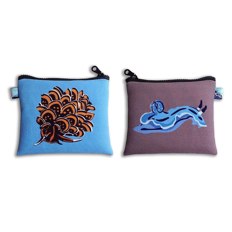 設計款NB141 - 【兩面兩色】雙面海蛞蝓零錢包#藍色 X 深灰 - 散紙包 - 其他材質 多色