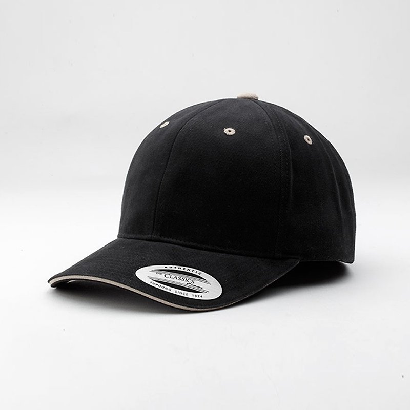 Brushed Cotton Twill Cap w/Sandwich Visor::Black/Khaki:: - หมวก - ผ้าฝ้าย/ผ้าลินิน สีดำ