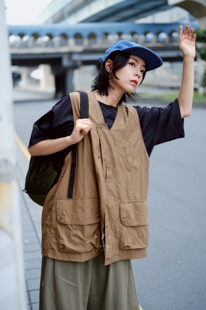 野軍戰術後網狀工裝背心 - 2色 - 咖 - 背心/無袖上衣 - 其他人造纖維 咖啡色