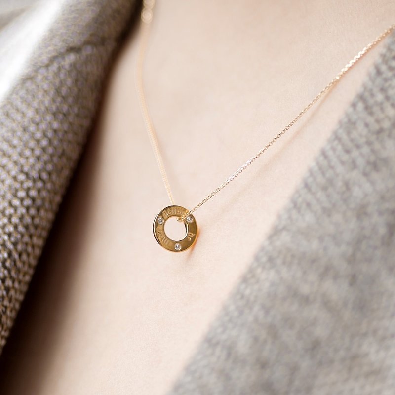 Think of me 18K ring pendant pense de moy engraved art style - Necklaces - Gemstone Gold