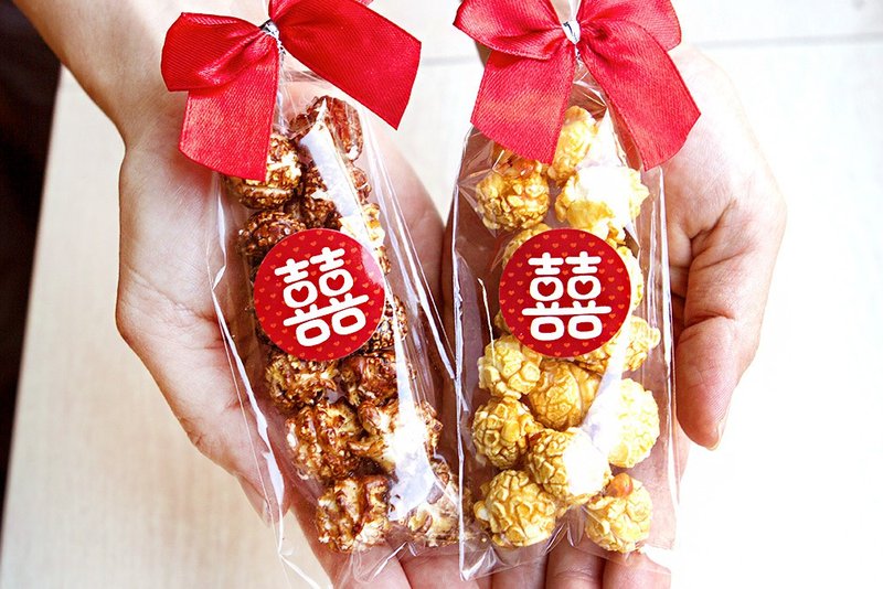 Wedding magic ball popcorn (big red 囍 style)-caramel/chocolate 2 flavors optional 囍 style - Handmade Cookies - Fresh Ingredients Red