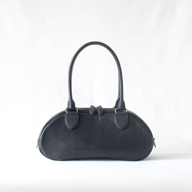 Leather Mini Boston [Sarah] Hand-sewn finish - Handbags & Totes - Genuine Leather Black
