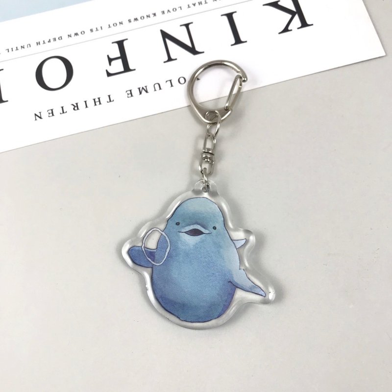 Little White Whale with Bubbles-Key Ring - ที่ห้อยกุญแจ - อะคริลิค สีน้ำเงิน