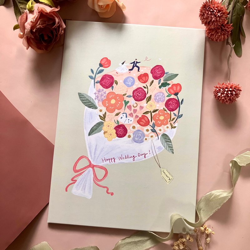 【快速出貨】結婚書約夾 花嫁 可愛插畫 證書夾 硬殼 - 文件夾/資料夾 - 紙 綠色