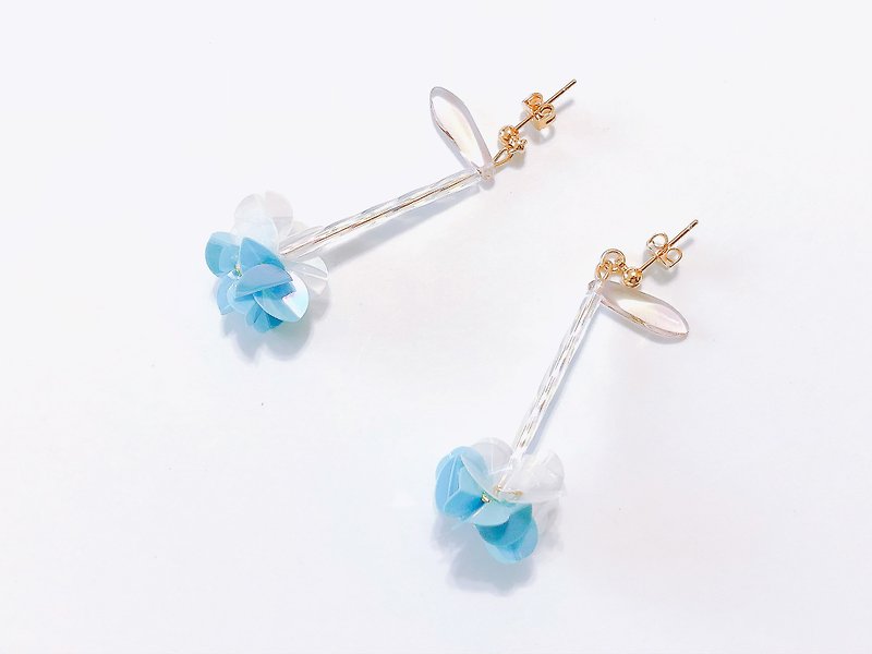Sea Breeze Music Season Series - Wave Flower Handmade Temperament Romantic Drapery Ear/Ear clip - Earrings & Clip-ons - Other Materials 