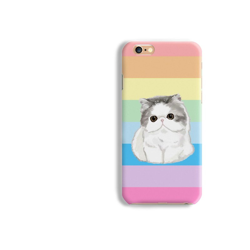 水彩扁面小貓磨砂手機殼硬殼保護殼iPhone 7 8 X Galaxy各種型號 - 手機殼/手機套 - 塑膠 多色