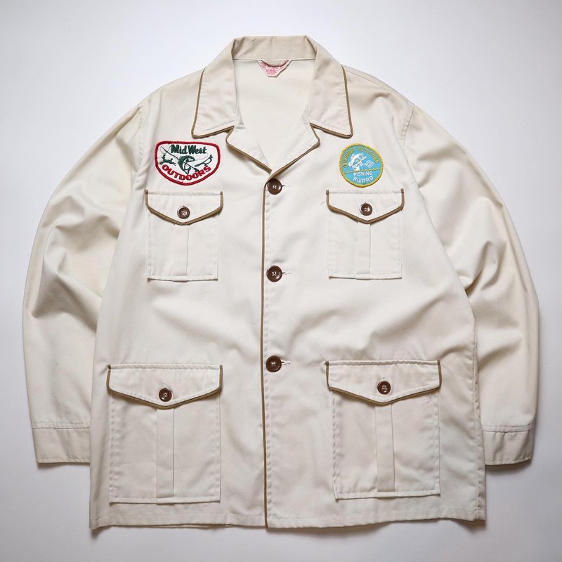 Embroidered Hunting Jackets Vintage Jackets Work Jackets Hunting Jackets - เสื้อโค้ทผู้ชาย - วัสดุอื่นๆ ขาว