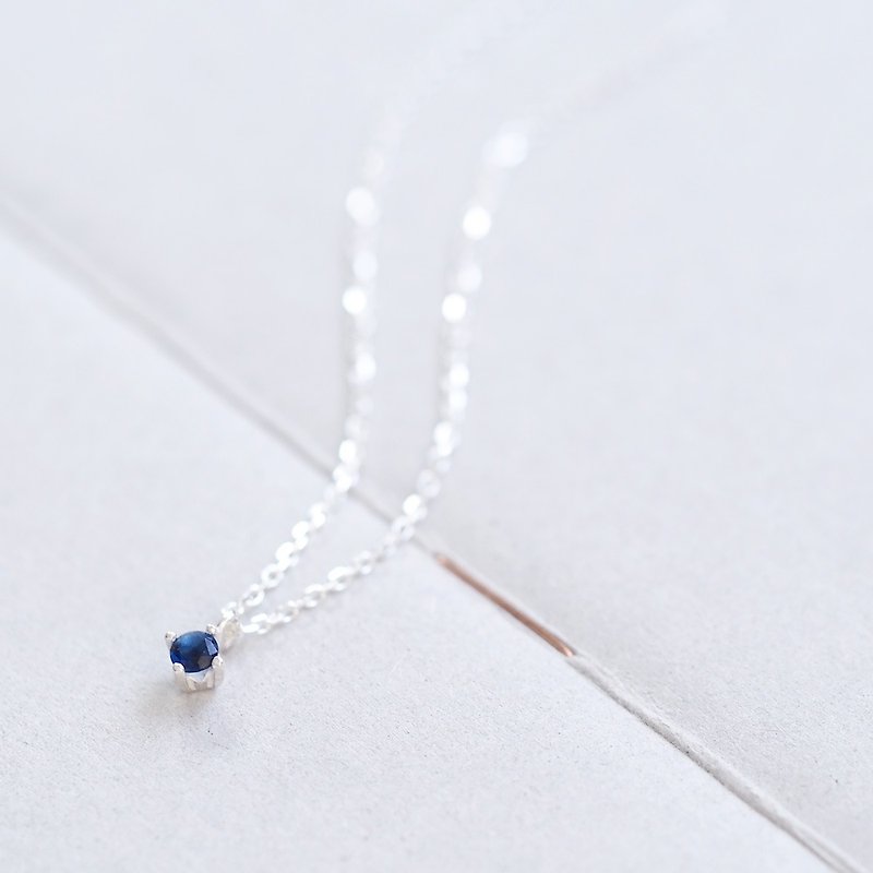 One sapphire necklace Silver 925 - Necklaces - Other Metals Blue