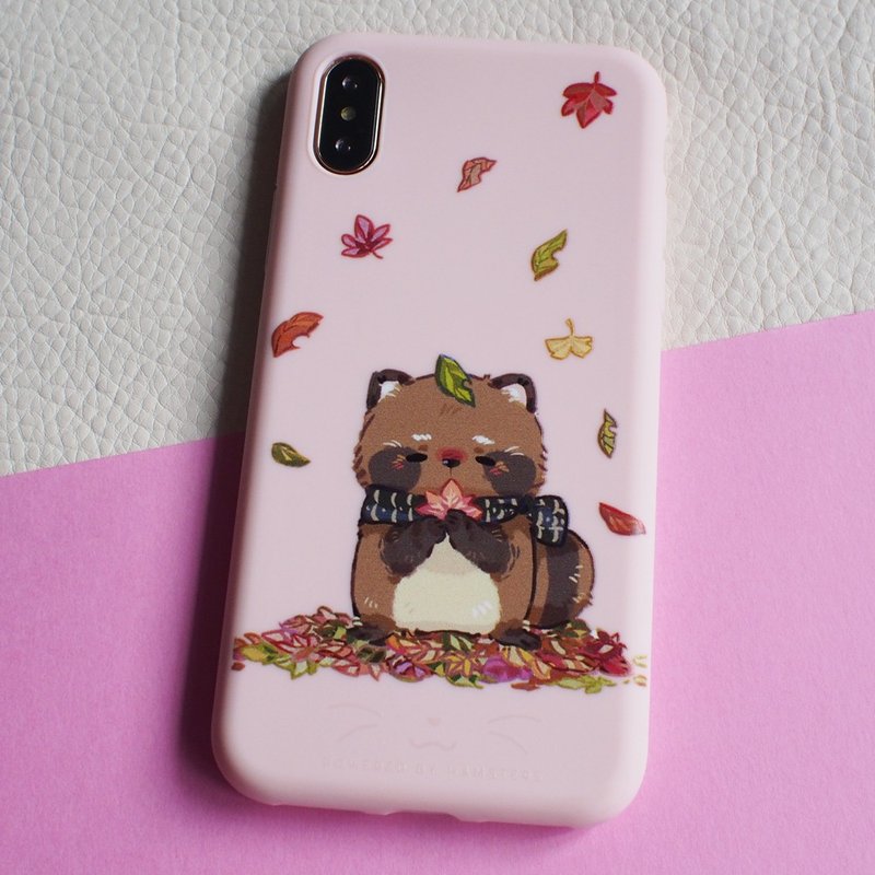 Smartphone case for iPhone 12, Taro Tanuki-Autumn - เคส/ซองมือถือ - พลาสติก สึชมพู