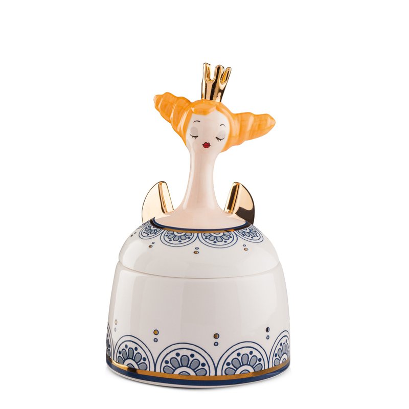 義大利EGAN- 玩偶系列 珠寶盒 白色皇后 13X18CM(中) - 居家收納/收納盒/儲物盒 - 陶 白色