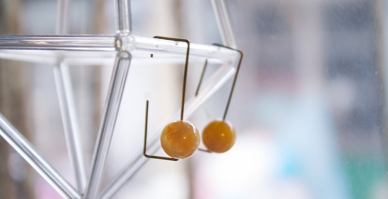 Rectangular Topaz Earrings - Earrings & Clip-ons - Other Materials Orange