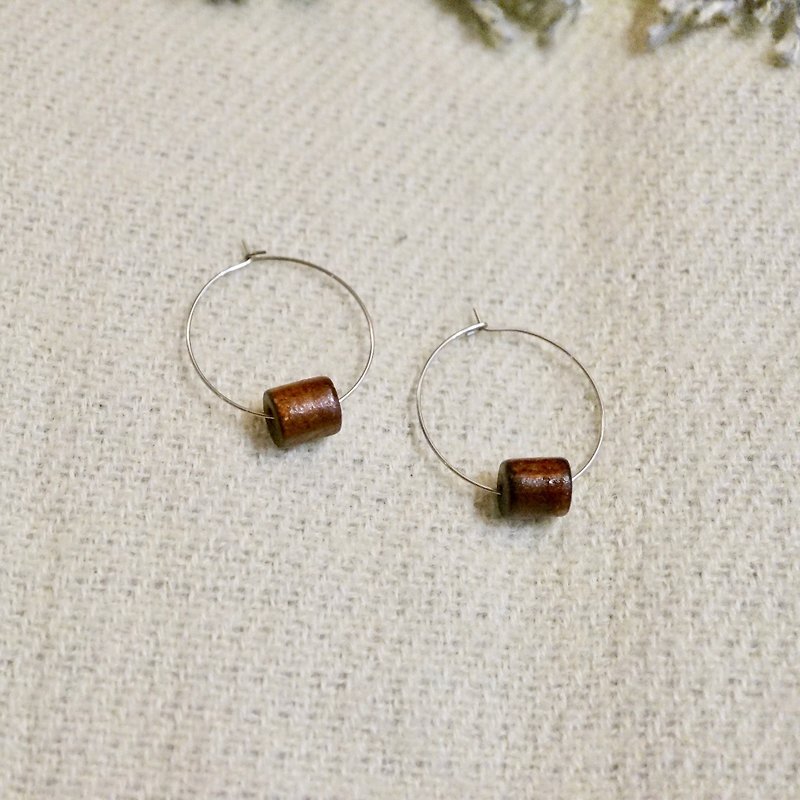 ITS-274 [Wood Series Earrings] only wooden earrings only circle earrings - ต่างหู - ไม้ 
