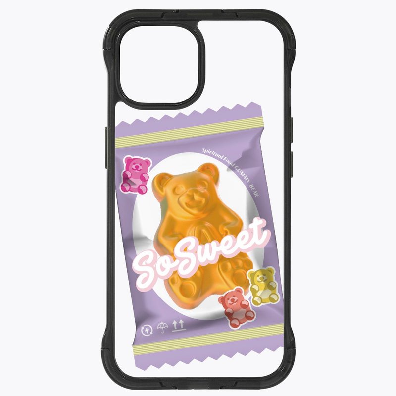 Gummy Bear Grape Flavor Stand Case Magnetic Transparent Black iPhone 16 15 Pro Max - เคส/ซองมือถือ - วัสดุอื่นๆ สีใส