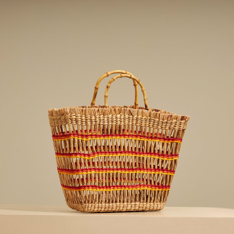 Parrot handwoven basket bag - Other - Other Materials Orange