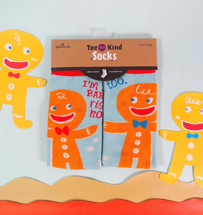 Christmas stockings - baked gingerbread men - ถุงเท้า - ผ้าฝ้าย/ผ้าลินิน สีส้ม