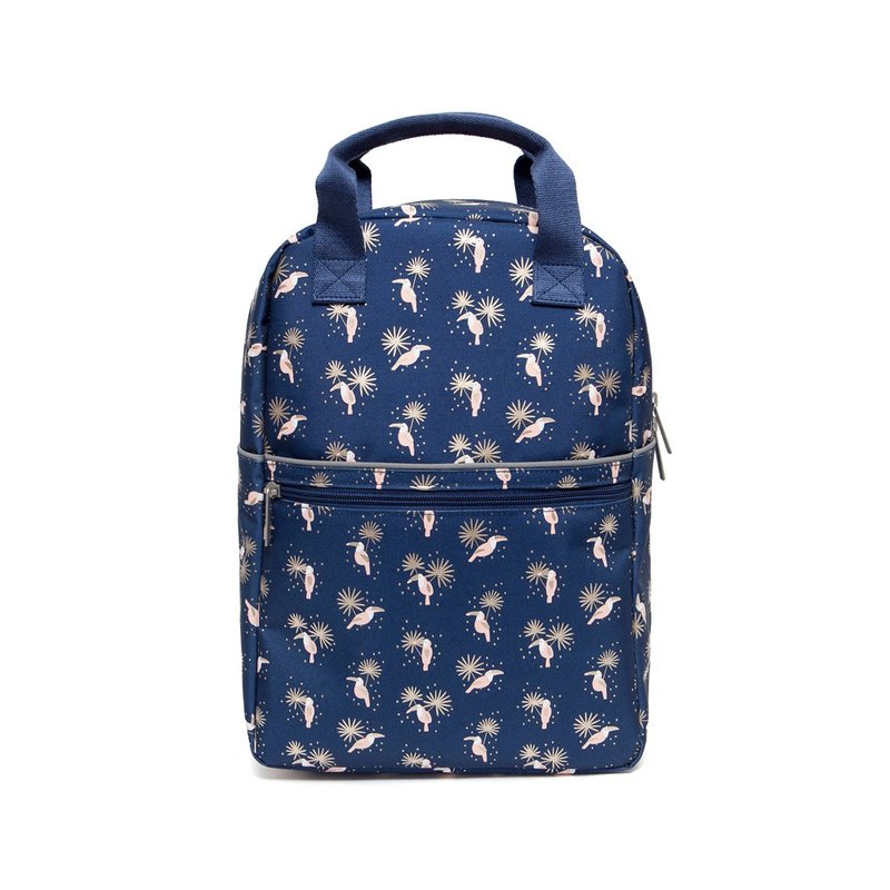 Netherlands Petit Monkey Eco-friendly Navy Blue Toucan Baby Backpack-S - กระเป๋าสะพาย - วัสดุอื่นๆ 