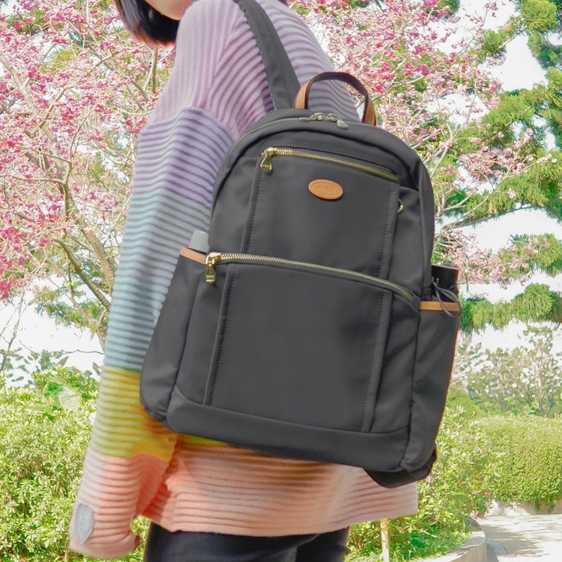 Romantic travel said go and go to relieve stress backpack 03242 (iron gray) - กระเป๋าเป้สะพายหลัง - ไนลอน สีเทา