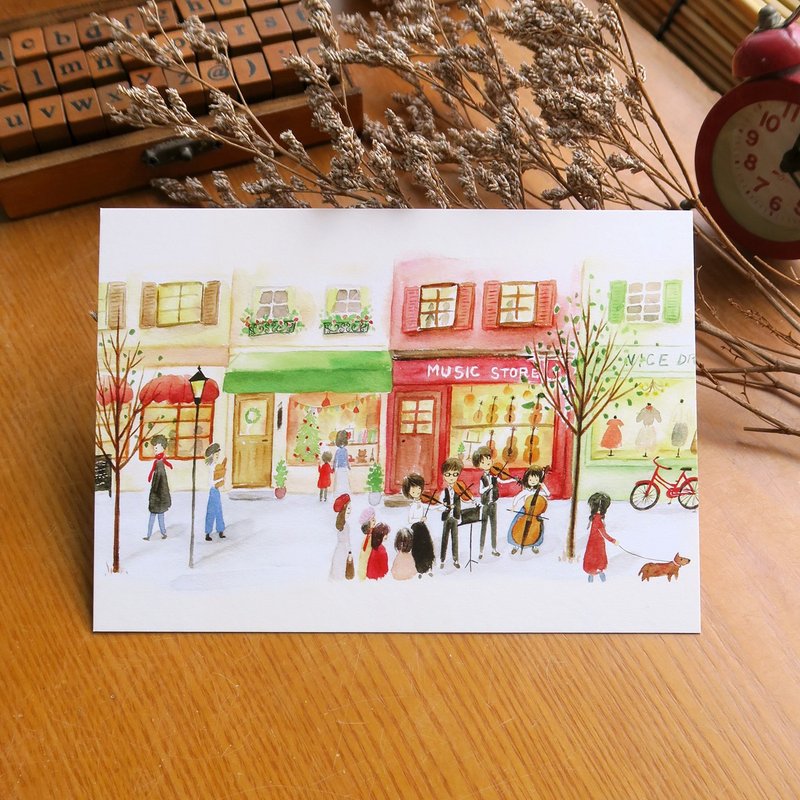 Quartet postcard on the street in winter - Cards & Postcards - Paper Red