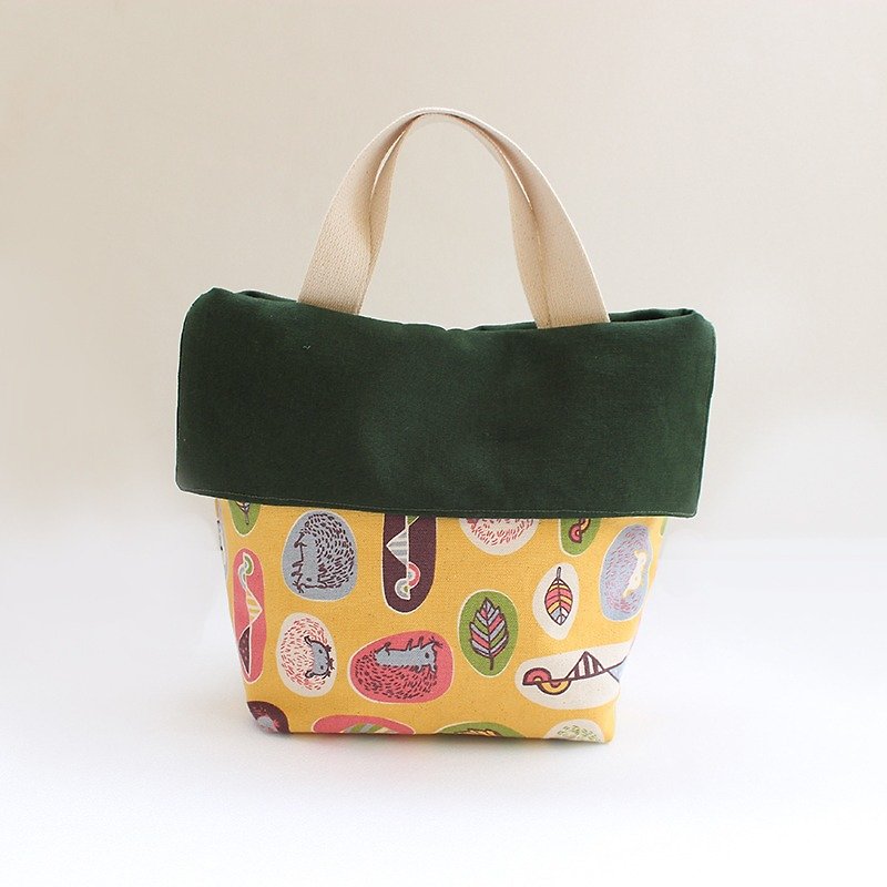 Cute hedgehog and totem color handbag - Straight money - Handbags & Totes - Cotton & Hemp 
