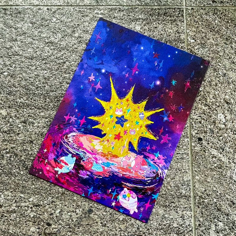 12:00+系列 恐懼 立體浮雕插畫明信片 - 卡片/明信片 - 紙 藍色