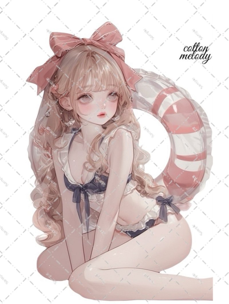 original sticker no.6480 人物ステッカー オリジナルステッカー 人物ステッカー 女の子ステッカー オリジナル人物ステッカー - 貼紙 - 紙 