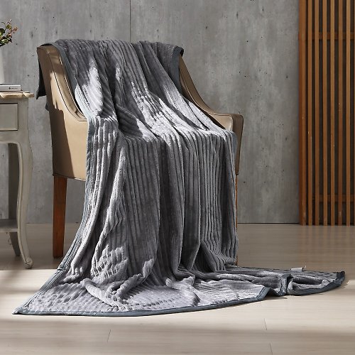 鴻宇寢飾 鴻宇 毛毯 超細纖維法蘭絨四季毯-灰