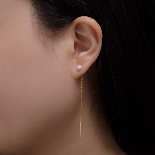 Olivia Yao Jewellery 纖細珍珠鍊耳環(單支) Pearl Drape