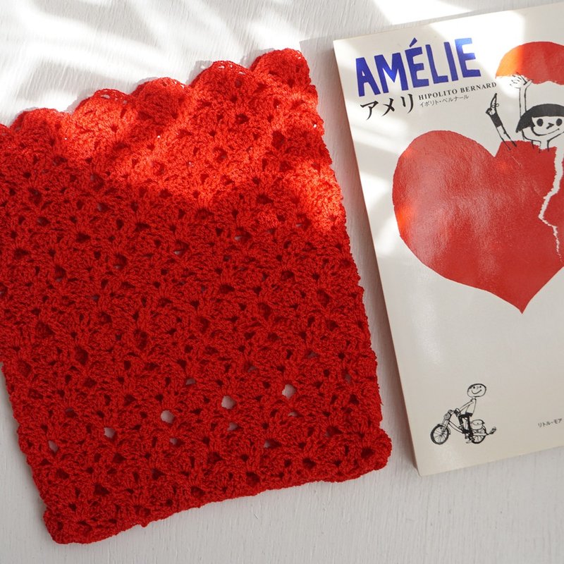 Ba-ba handmade Openwork knitted multi bag No.SB6 - 化妝包/收納袋 - 其他材質 紅色