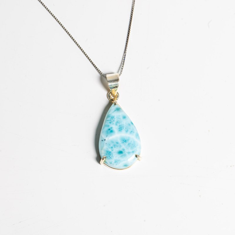 Larimar Stone Pendant #1 - สร้อยคอ - เครื่องประดับพลอย สีน้ำเงิน